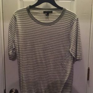 Grey striped shirt sleeves sweater